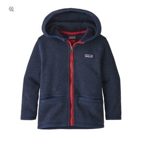 Patagonia Navy Kids Hooded Fleece with Red Zip better sweater jacket 3t